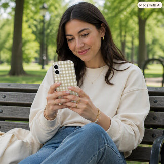 Salbeigrünes und weißes Gingham-Karomuster iPhone 16 Hülle