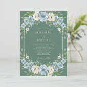 Salbeigrünes verspieltes Winterhochzeit Einladung (Stehend Vorderseite)