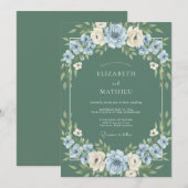 Salbeigrünes verspieltes Winterhochzeit Einladung (Vorne/Hinten)