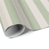 Salbeigrünes Vertikalstreifenmuster Geschenkpapier (Rolleneckpunkt)