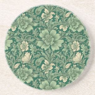 Salbeigrünes Vintage-Blumenmuster Getränkeuntersetzer