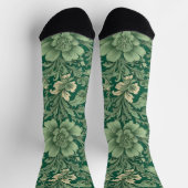Salbeigrünes Vintage-Blumenmuster  Socken (Oben)