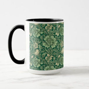Salbeigrünes Vintage-Blumenmuster  Tasse