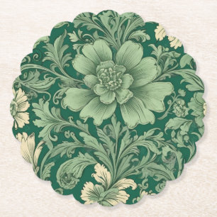 Salbeigrünes Vintage-Blumenmuster Untersetzer