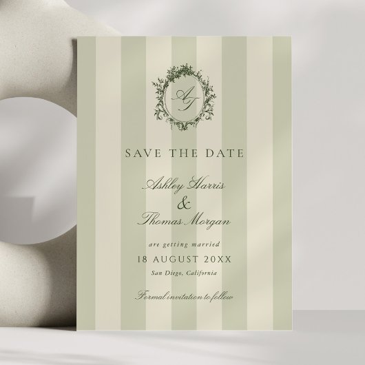 Salbeigrünes Wappen Hochzeit Save The Date
