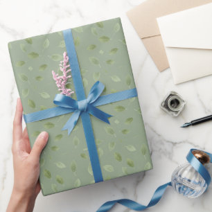Salbeigrünes Wasserfarben-Blattmuster Geschenkpapier