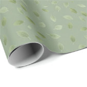 Salbeigrünes Wasserfarben-Blattmuster Geschenkpapier (Rolleneckpunkt)
