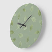 Salbeigrünes Wasserfarben-Blattmuster Große Wanduhr (Winkel)
