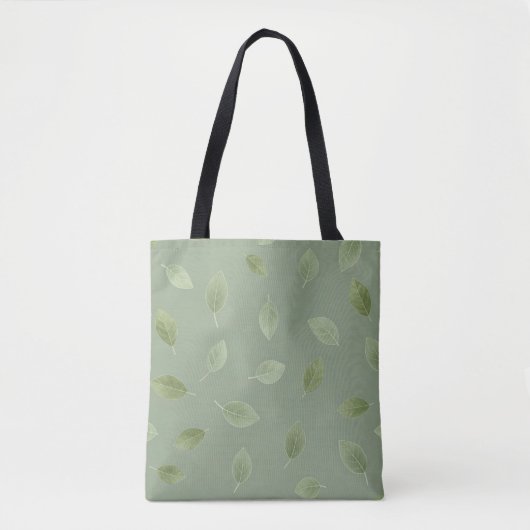 Salbeigrünes Wasserfarben-Blattmuster Tasche (Vorderseite)
