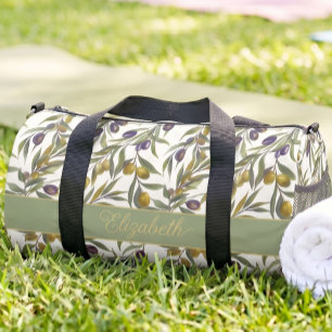 Salbeigrünes Wasserfarben- Französisch-Land-Oliven Duffle Bag