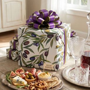 Salbeigrünes Wasserfarben- Französisch-Land-Oliven Geschenkpapier