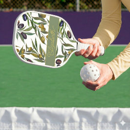 Salbeigrünes Wasserfarben- Französisch-Land-Oliven Pickleball Schläger