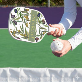 Salbeigrünes Wasserfarben- Französisch-Land-Oliven Pickleball Schläger