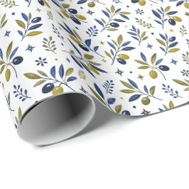 Salbeigrünes Wasserfarben Französisches Land Olive Geschenkpapier