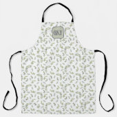 Salbeigrünes Wasserfarben-Monogramm Chic Oliven Mu Schürze (Vorderseite)