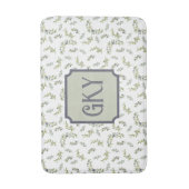 Salbeigrünes Wasserfarben-Monogramm Chic Olivenmus Badematte (Vorderseite Vertikal)