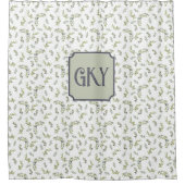 Salbeigrünes Wasserfarben-Monogramm Chic Olivenmus Duschvorhang (Vorderseite)