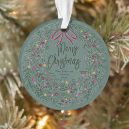 Salbeigrünes Weihnachts-Acrylsymbol mit Foto Ornament