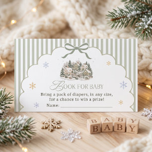 Salbeigrünes Winterdorf Weihnachten Baby Shower Begleitkarte