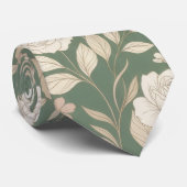 Salbeigrünes zartes Blumenmuster Krawatte (Gerollt)