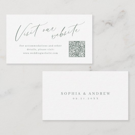 Salbeiskript minimalistischer QR-Code-Website-Einl Platzkarte (Vorne/Hinten)