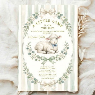 Salbeistreifen Kleine Aquarell-Lamm-Baby-Party Einladung