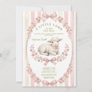 Salbeistreifen Kleine Aquarell-Lamm-Baby-Party Einladung