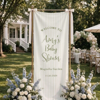 Salbeistreifen Minimalistischer Skript Baby Shower Banner