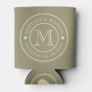 Salbeiwiese Hochzeit Monogramm Herz Mitte des Jahr Dosenkühler