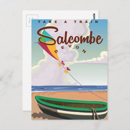Salcombe, Devon Vintage Travel Poster Postkarte (Vorne/Hinten)