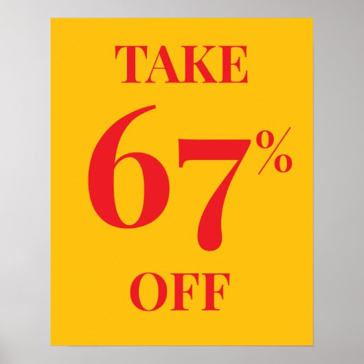 Sale Sign with Customizable Discount Rate Poster (Vorne)