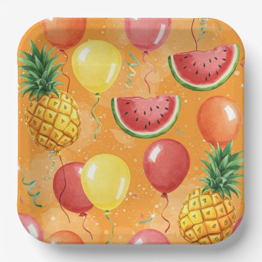 Säle, Wassermelonen, Ananas, von Natasha Us Pappteller (Vorderseite)