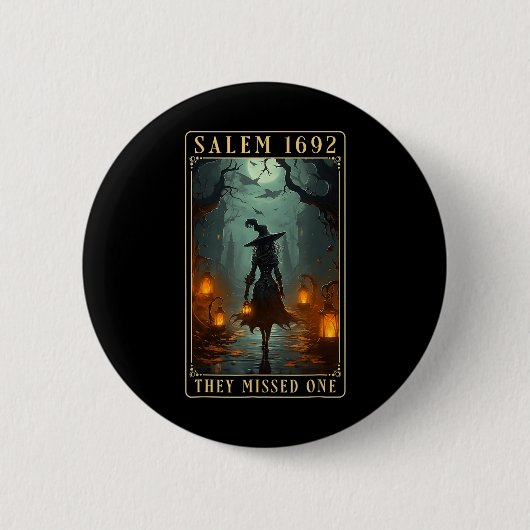 Salem 1692 fehlte eine Halloween-Hexe Button (Vorderseite)
