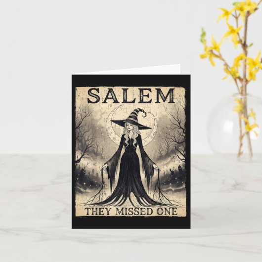Salem 1692 Hexe sie vermissten ein Mädchen Hallowe Karte (Gelbe Blume)
