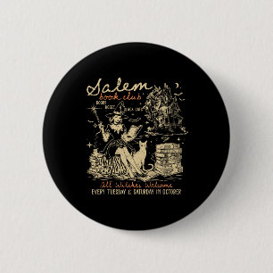 Salem Book Club Funny Bookween Spooky Rea Button