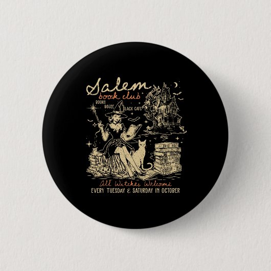 Salem Book Club Funny Bookween Spooky Rea Button (Vorderseite)