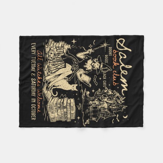 Salem Book Club Funny Bookween Spooky Rea Fleecedecke (Vorderseite (Horizontal))