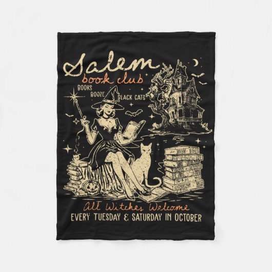 Salem Book Club Funny Bookween Spooky Rea Fleecedecke (Vorderseite)