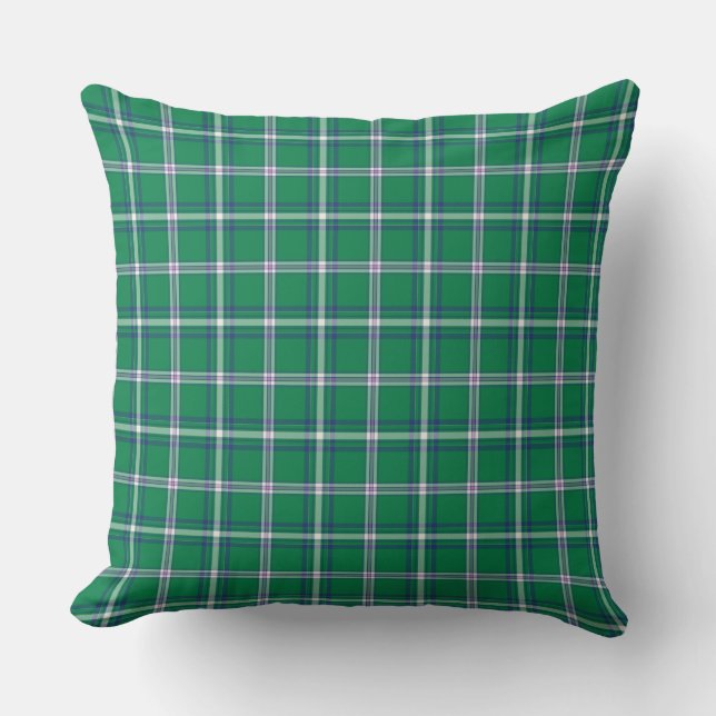 Salem Green and White Plaid Kissen (Vorderseite)