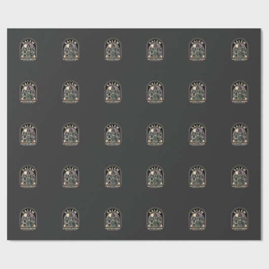 Salem Haunted Library Halloween Design_1 Geschenkpapier (Flach)