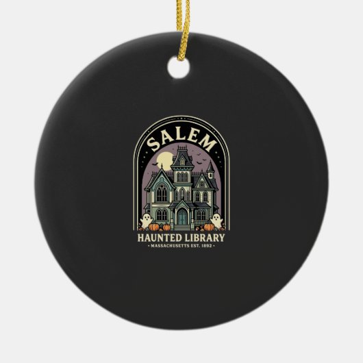 Salem Haunted Library Halloween Design_1 Keramik Ornament (Vorne)