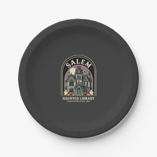 Salem Haunted Library Halloween Design_1 Pappteller (Vorderseite)