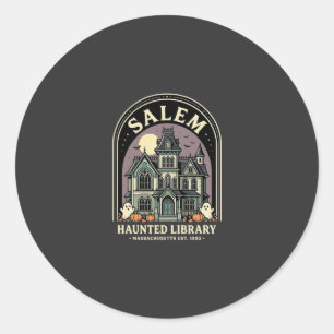 Salem Haunted Library Halloween Design_1 Runder Aufkleber