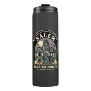 Salem Haunted Library Halloween Design_1 Thermosbecher