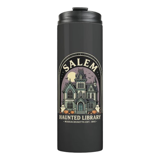 Salem Haunted Library Halloween Design_1 Thermosbecher (Vorderseite)