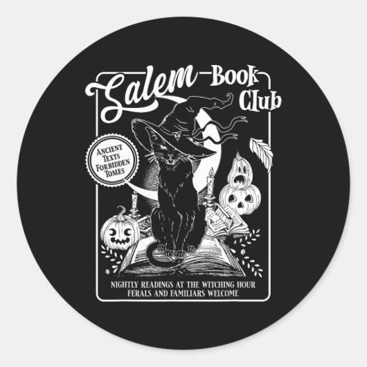 Salem Hexe Book Club Bookro Halloween Blac Runder Aufkleber (Vorderseite)