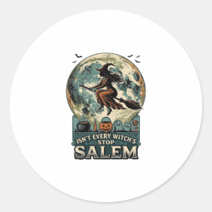 Salem Hexen-Shirt Vintage Gravur Gruseliger Humor  Runder Aufkleber
