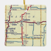 Salem IL Vintag Map Keramikornament (Vorderseite)