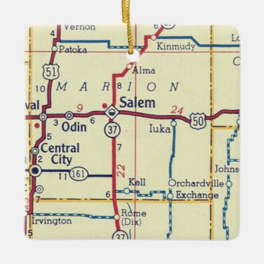 Salem IL Vintag Map Keramikornament (Vorderseite)