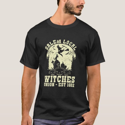 Salem Local Hexches Gewerkschaft Est 1692 Hallowee T-Shirt (Vorderseite)